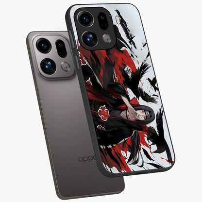 Crimson Crow Illusion Glass Case displayed in angled mockup highlighting mysterious crow graphic with dark aesthetic style.