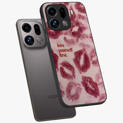 Crimson Kiss Love Glass Case displayed in angled mockup highlighting bold love inspired design with modern aesthetic style.