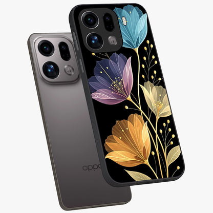 Delicate Multicolor Flowers Glass Case displayed in angled mockup highlighting colorful flower pattern with soft aesthetic style.