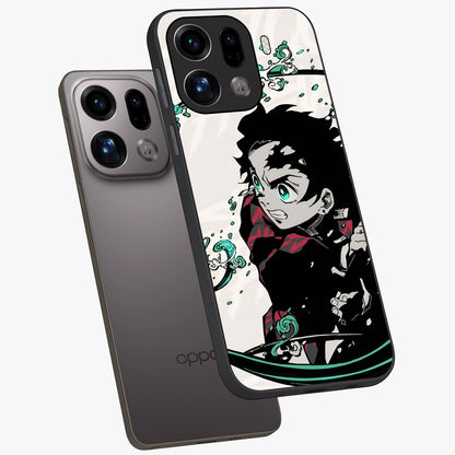 Demon Slayer Glass Case displayed in angled mockup highlighting dramatic anime character design with action aesthetic.