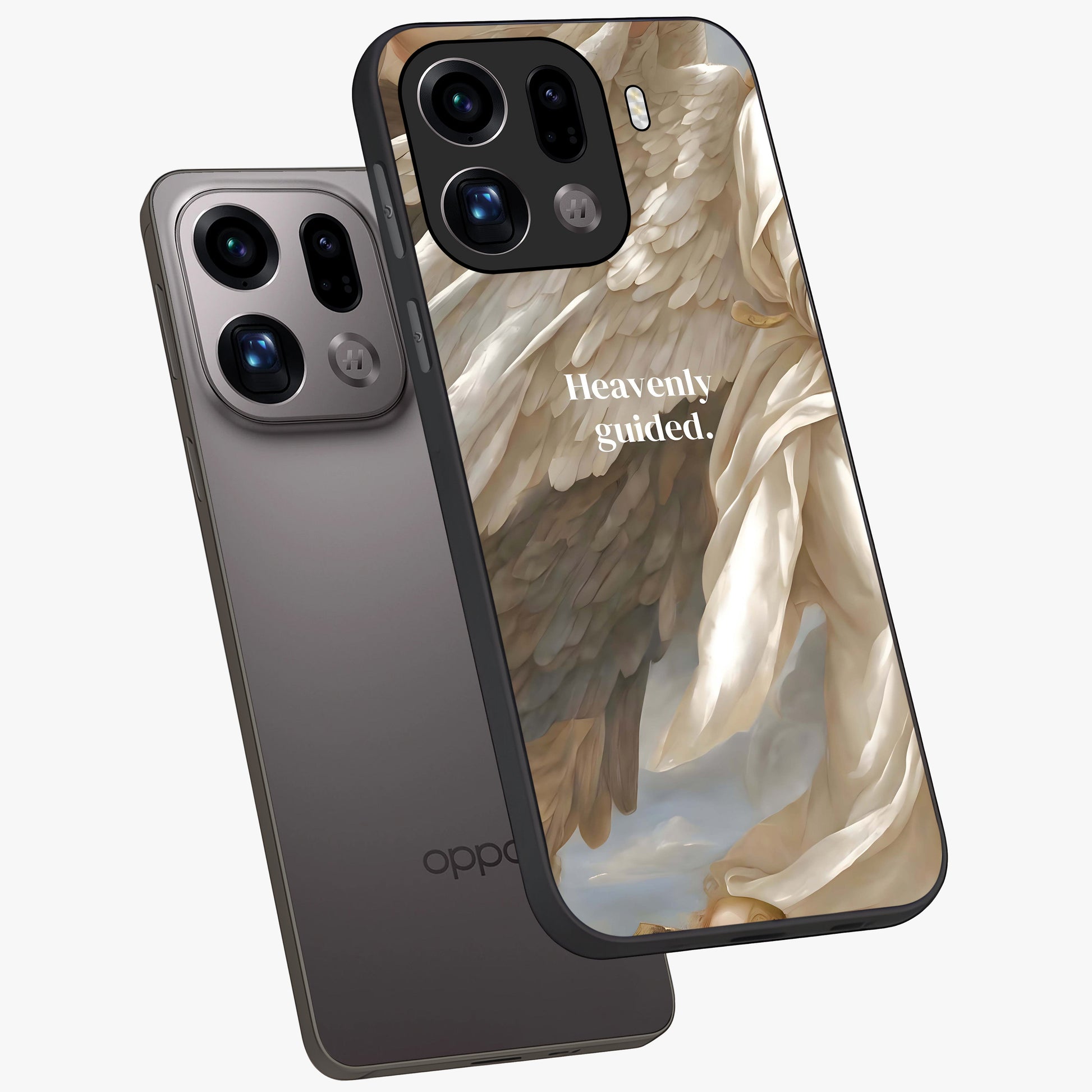 Divine Winged Grace Glass Case displayed in angled mockup highlighting graceful wing design with divine aesthetic style.