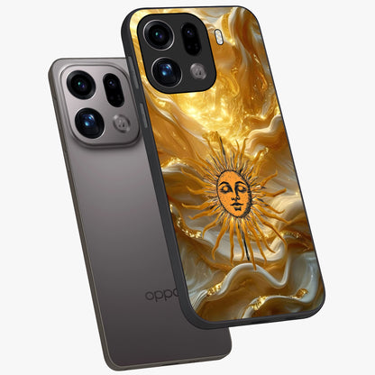 Eternal Golden Glow Glass Case displayed in angled mockup highlighting glowing golden aesthetic design with elegant style.
