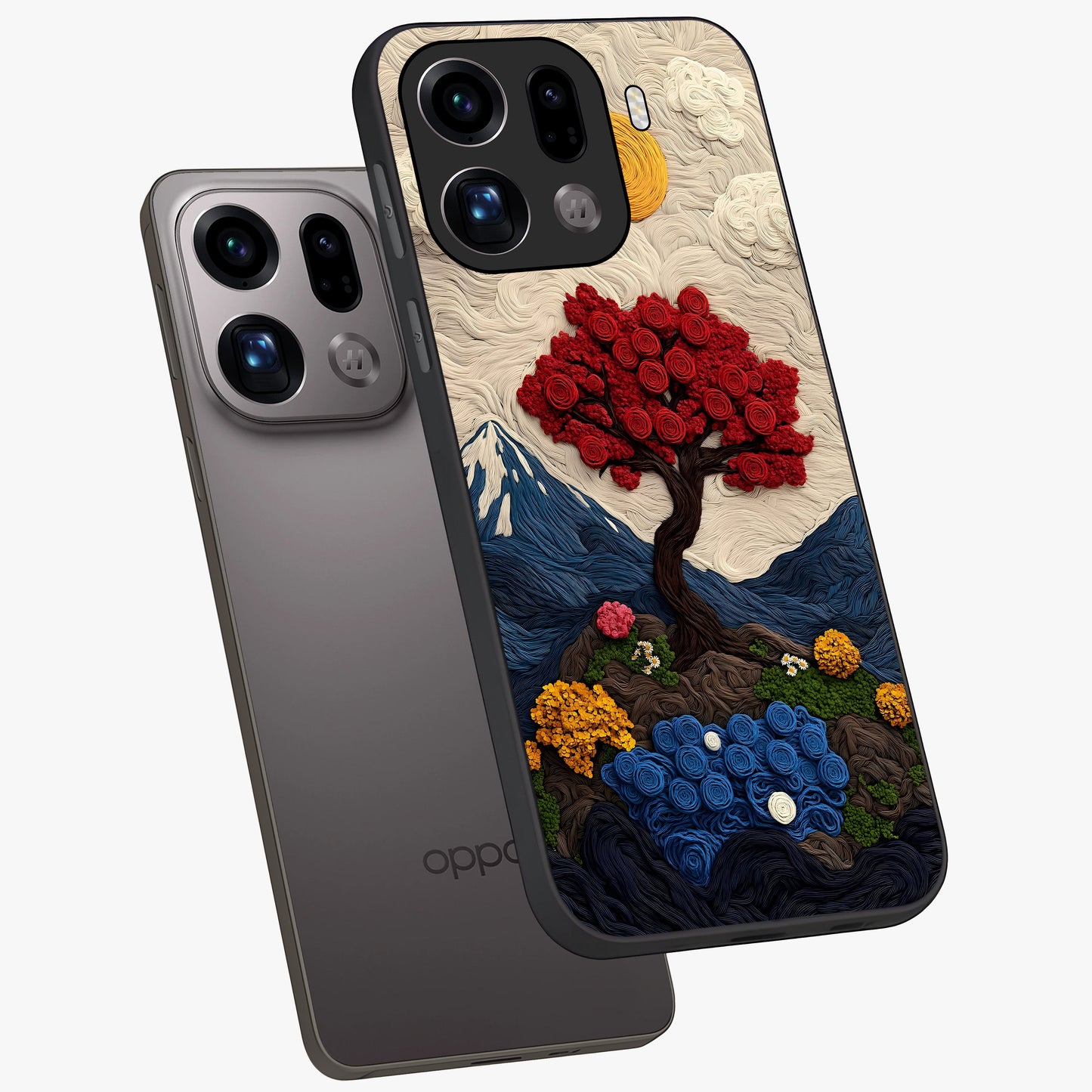 Eternal Nature Tapestry Glass Case displayed in angled mockup highlighting detailed botanical pattern with artistic aesthetic.