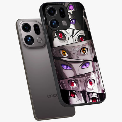 Eyes of Destiny Glass Case displayed in angled mockup highlighting bold eye illustration with mystical aesthetic style.