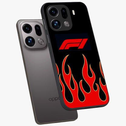 Fire F11 Glass Case displayed in angled mockup highlighting bold fire inspired graphic with energetic aesthetic style.