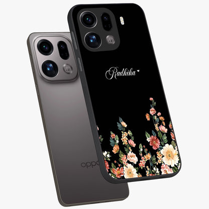 Floral Design With a Custom Personalized Name Glass Case displayed in angled mockup highlighting elegant floral pattern with custom name feature.