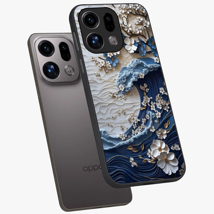 Floral Wave Origami Glass Case displayed in angled mockup highlighting geometric origami flower design with modern aesthetic style.