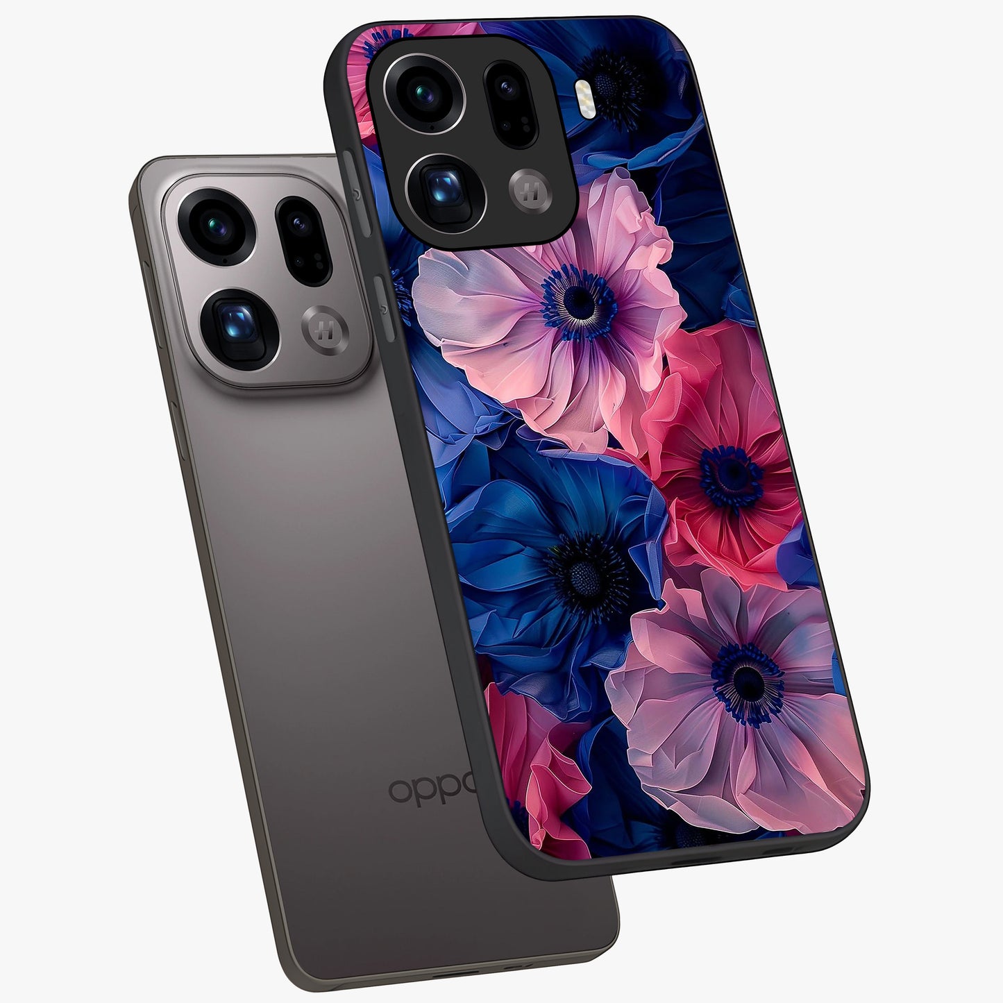 Flower Paper Art Pattern Glass Case displayed in angled mockup highlighting layered paper flower design with artistic aesthetic.