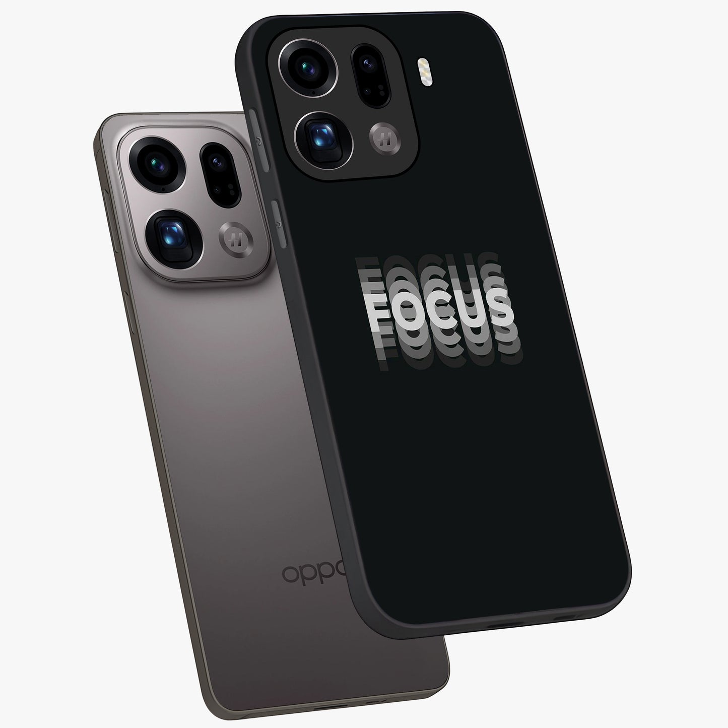 Focus Mode On Glass Case displayed in angled mockup highlighting clean minimal text artwork with modern aesthetic style.