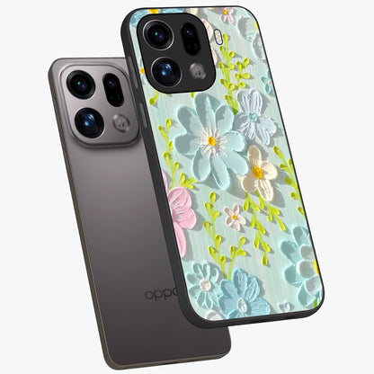 Frosted Petal Garden Glass Case displayed in angled mockup highlighting delicate flower petal design with calm garden aesthetic.