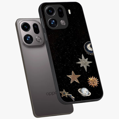Galactic Charm Glow Glass Case displayed in angled mockup highlighting luminous galaxy inspired design with dreamy aesthetic.