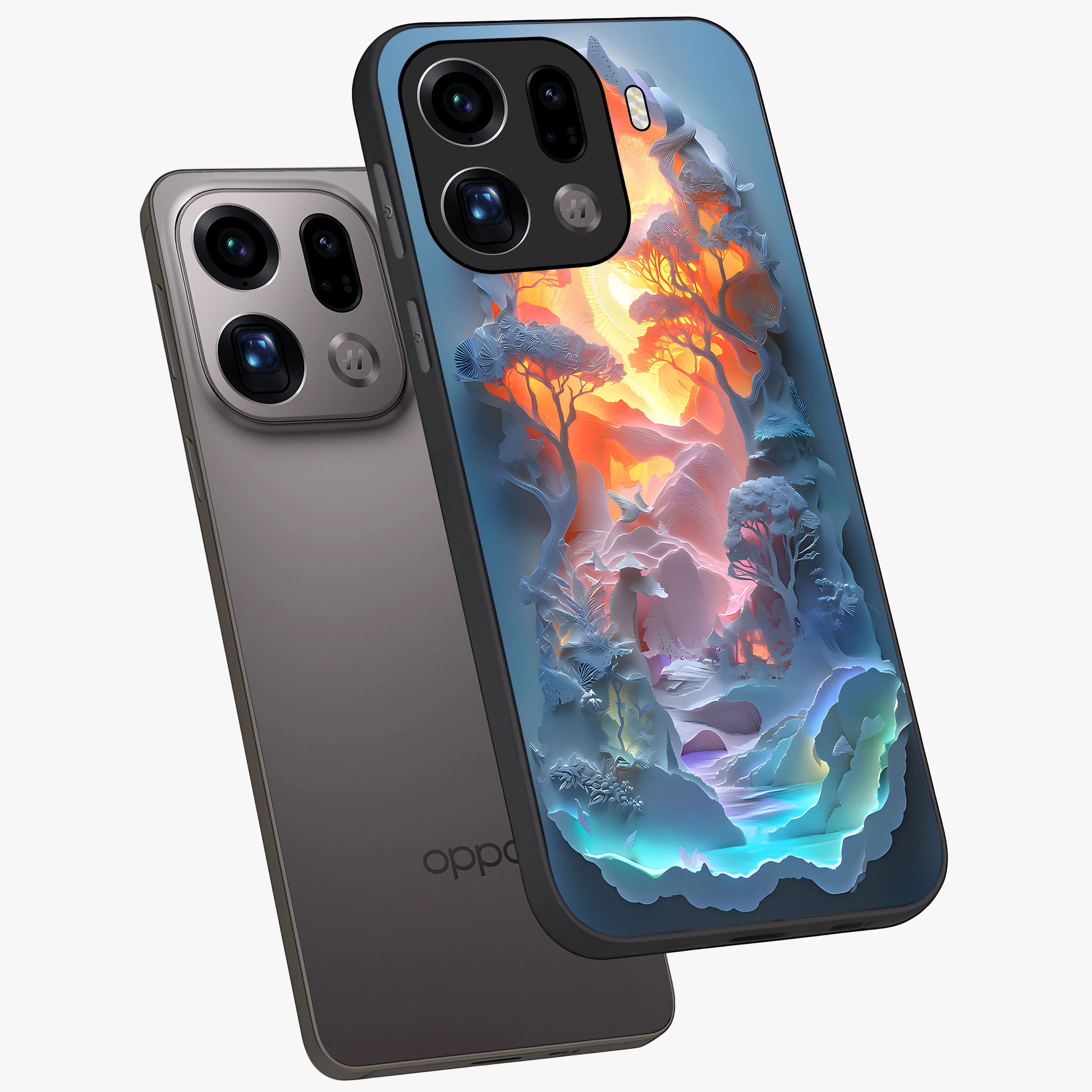 Glow Forest Portal Glass Case displayed in angled mockup highlighting mystical forest design with magical glowing aesthetic.