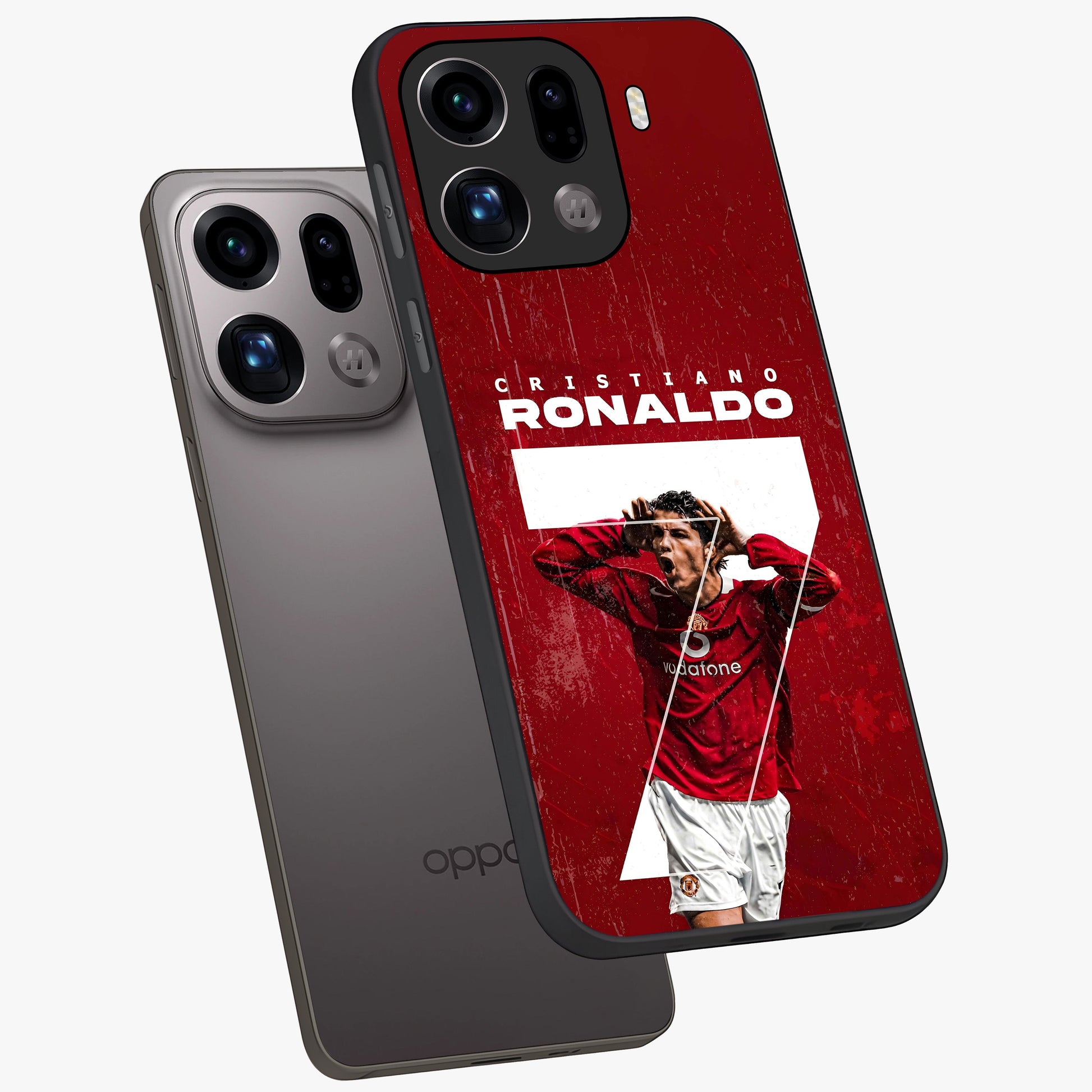 Goal Celebration Legacy Glass Case displayed in angled mockup highlighting energetic sports celebration design with bold athletic theme.