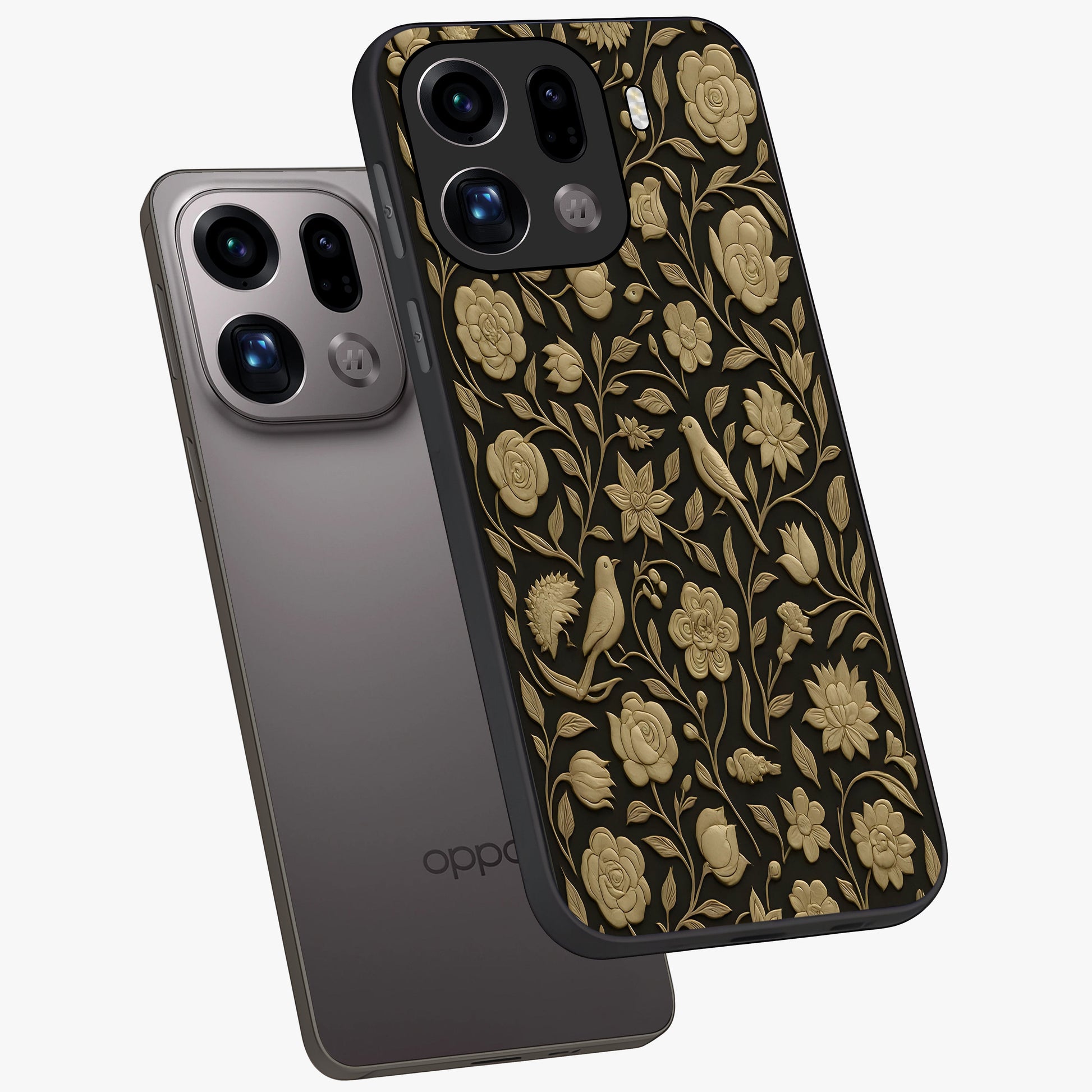 Golden Evil Eye Mandala Glass Case displayed in angled mockup highlighting protective evil eye symbol with golden mandala design.