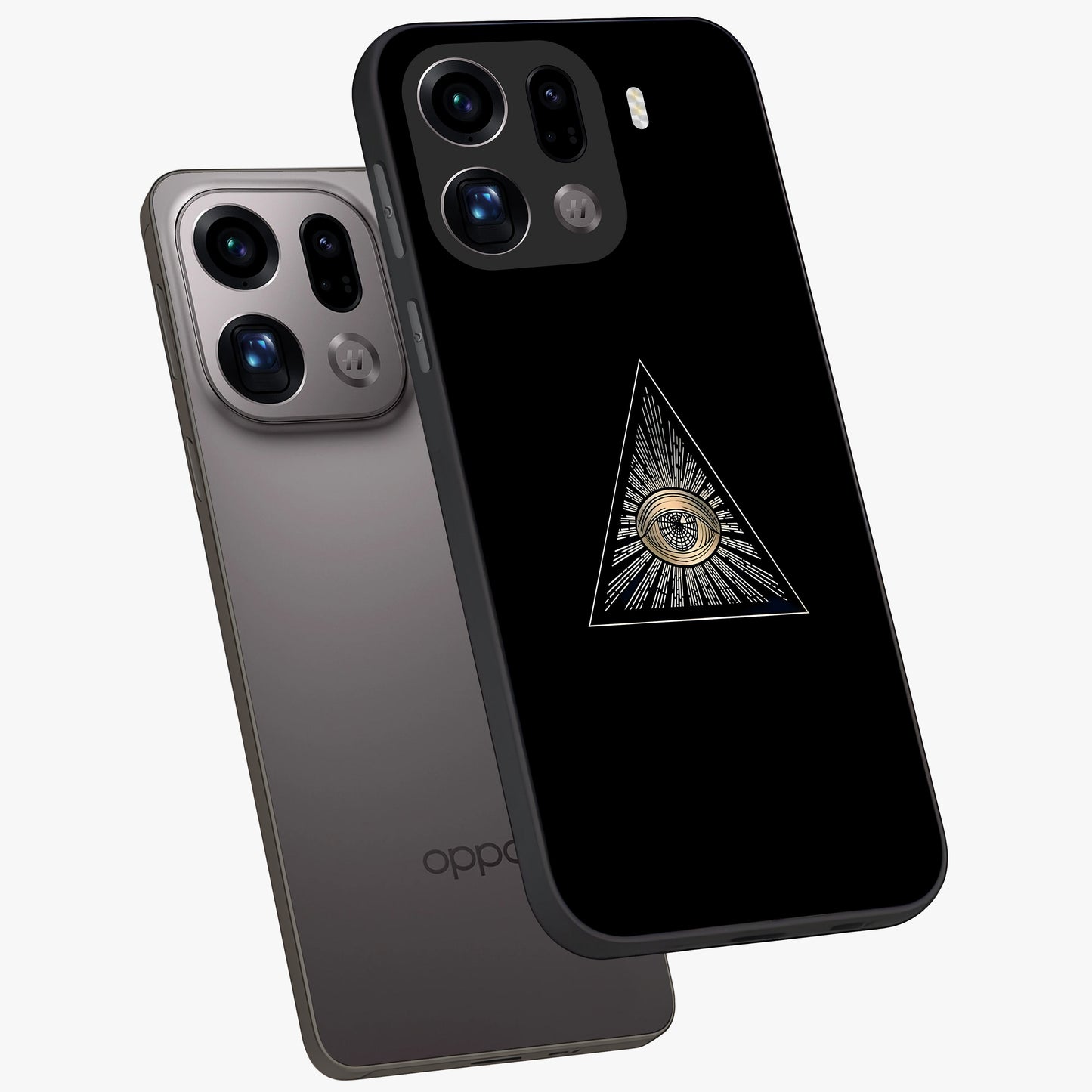 Illuminati Evil Glass Case displayed in angled mockup highlighting dark occult inspired design with bold aesthetic style.
