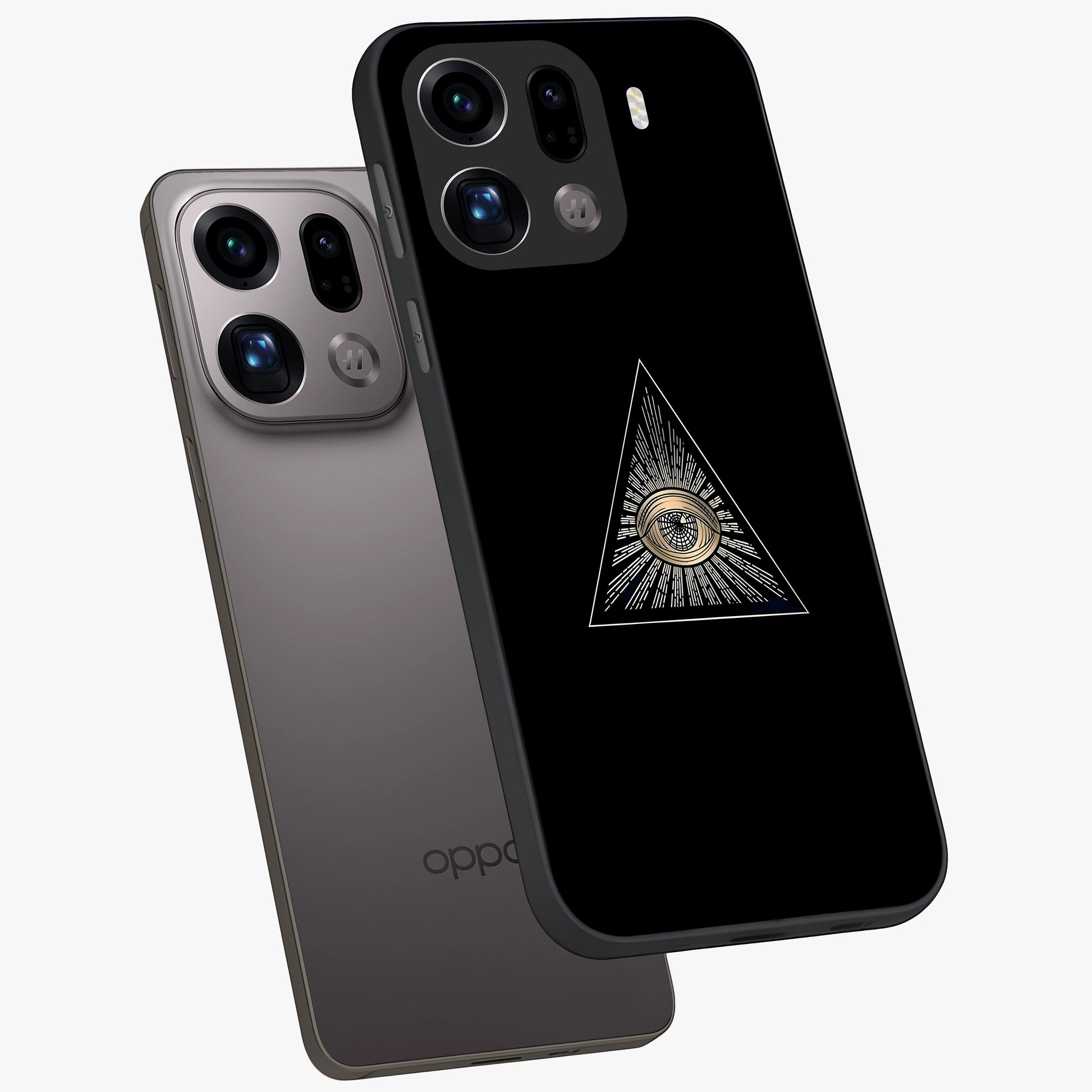 Illuminati Evil Glass Case displayed in angled mockup highlighting dark occult inspired design with bold aesthetic style.