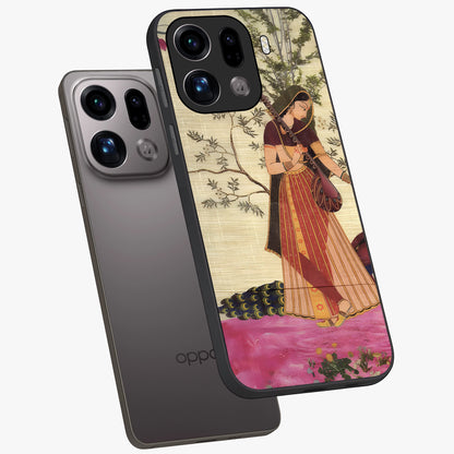 Lady With Veena Art Glass Case displayed in angled mockup highlighting graceful musical illustration with cultural artistic aesthetic.