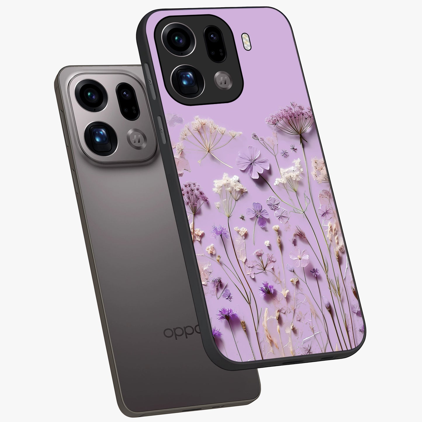 Lavender Blossom Dream Glass Case displayed in angled mockup highlighting dreamy lavender flower design with calming aesthetic style.