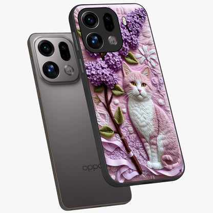 Lavender Cat Whimsy Glass Case displayed in angled mockup highlighting playful feline illustration with pastel lavender aesthetic.
