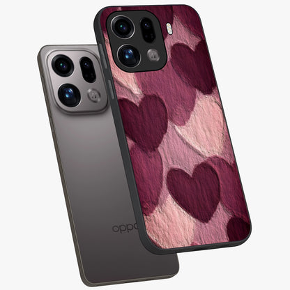 Layered Paper Hearts Glass Case displayed in angled mockup highlighting creative paper craft heart design with romantic aesthetic.