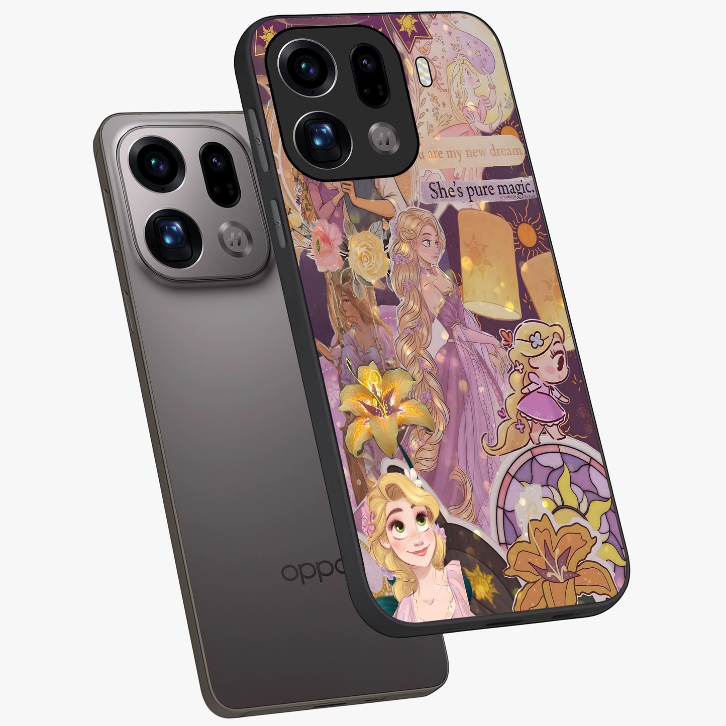 Magical Tangled Dream Glass Case displayed in angled mockup highlighting whimsical fantasy design with magical aesthetic.