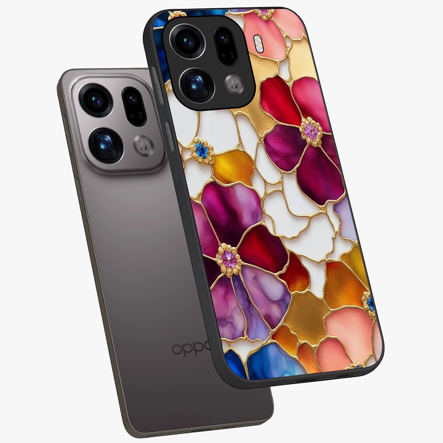 Marble Flower Pattern Glass Case displayed in angled mockup highlighting elegant marble floral design with modern aesthetic.