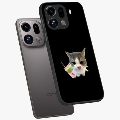 Matcha Cat Style Glass Case displayed in angled mockup highlighting playful feline design with pastel matcha aesthetic.