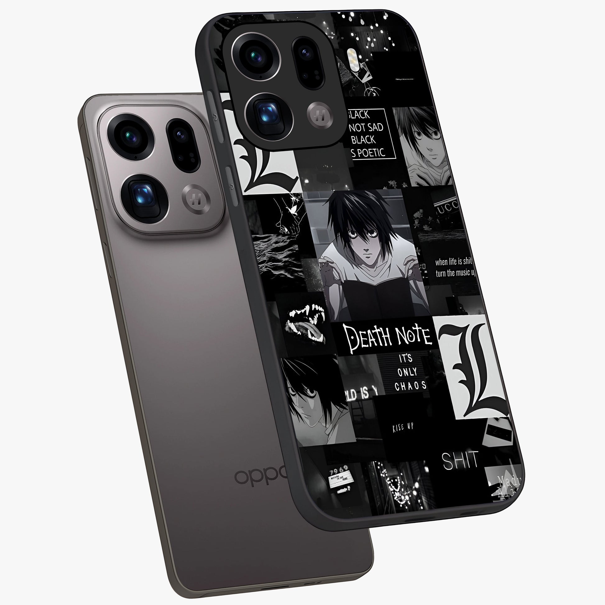 Midnight Chaos Mind Glass Case displayed in angled mockup highlighting chaotic artistic design with dramatic midnight aesthetic.