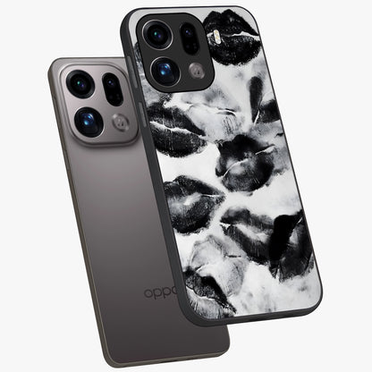 Midnight Kiss Marks Glass Case displayed in angled mockup highlighting playful romantic design with bold midnight aesthetic.