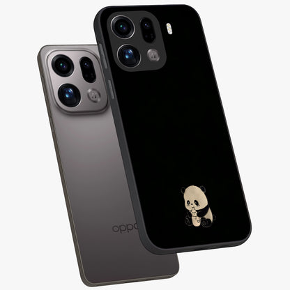 Midnight Panda Love Glass Case displayed in angled mockup highlighting adorable panda illustration with midnight aesthetic.
