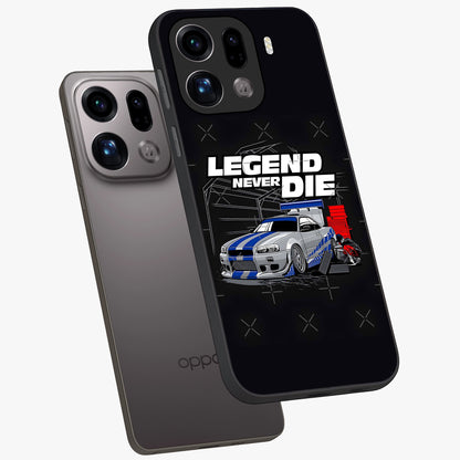 Midnight Racing Legacy Glass Case displayed in angled mockup highlighting dynamic automotive design with bold midnight aesthetic.