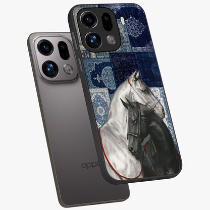 Midnight Stallion Blues Glass Case displayed in angled mockup highlighting powerful stallion illustration with deep midnight tones.