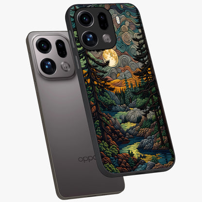 Moonlight Forest Dream Glass Case displayed in angled mockup highlighting dreamy forest design with glowing moon aesthetic.