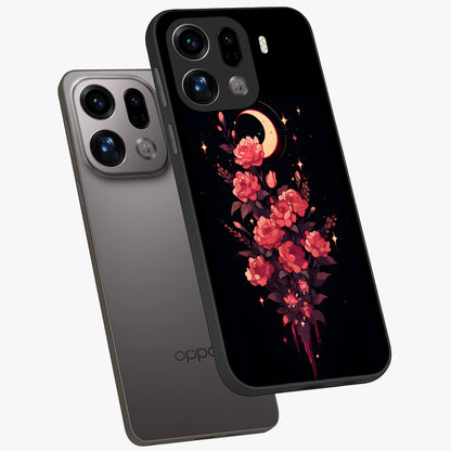 Moonlit Floral Elegance Glass Case displayed in angled mockup highlighting graceful flower design with soft moonlight aesthetic.