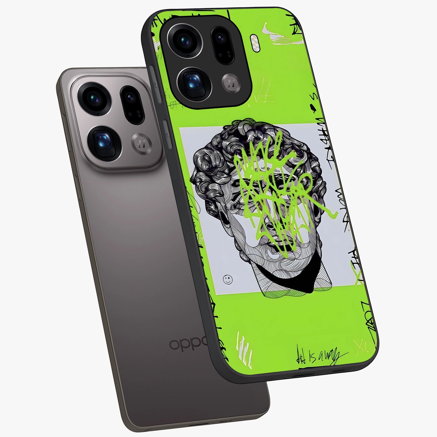 Neo Graffiti Rebellion Glass Case displayed in angled mockup highlighting urban street art design with rebellious aesthetic.