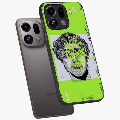 Neo Graffiti Rebellion Glass Case displayed in angled mockup highlighting urban street art design with rebellious aesthetic.