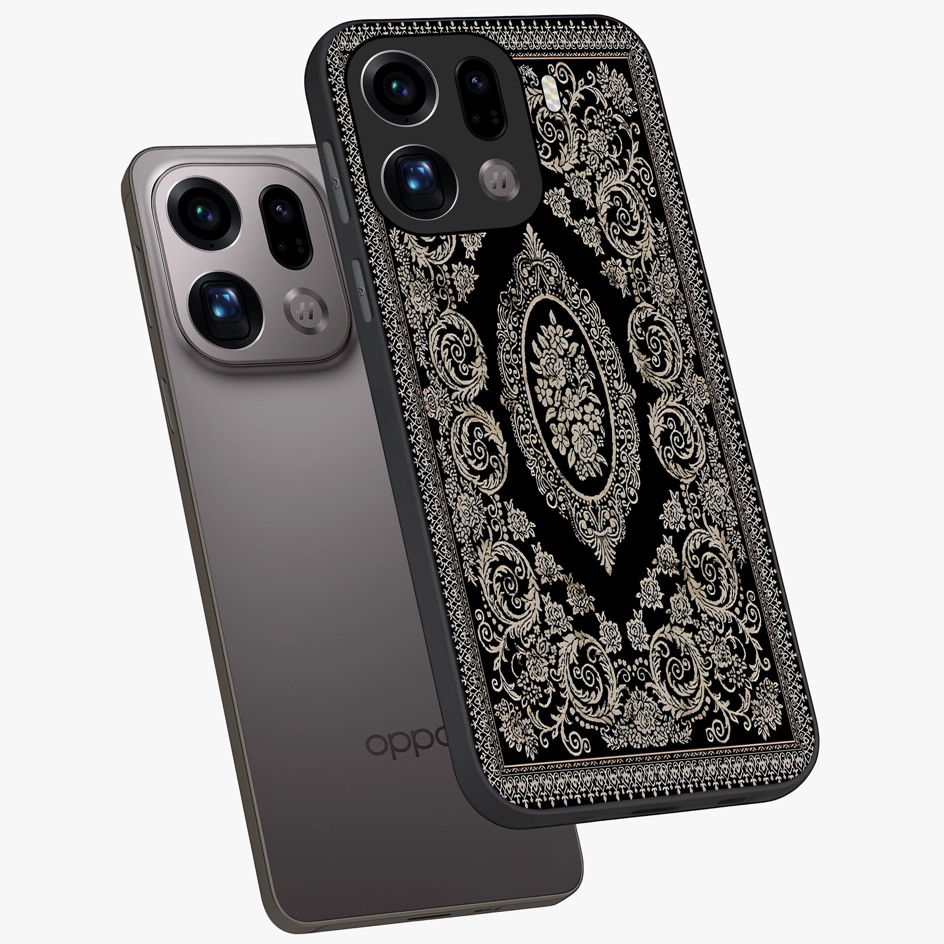 Noir Bloom Elegance Glass Case displayed in angled mockup highlighting refined flower design with stylish noir aesthetic.