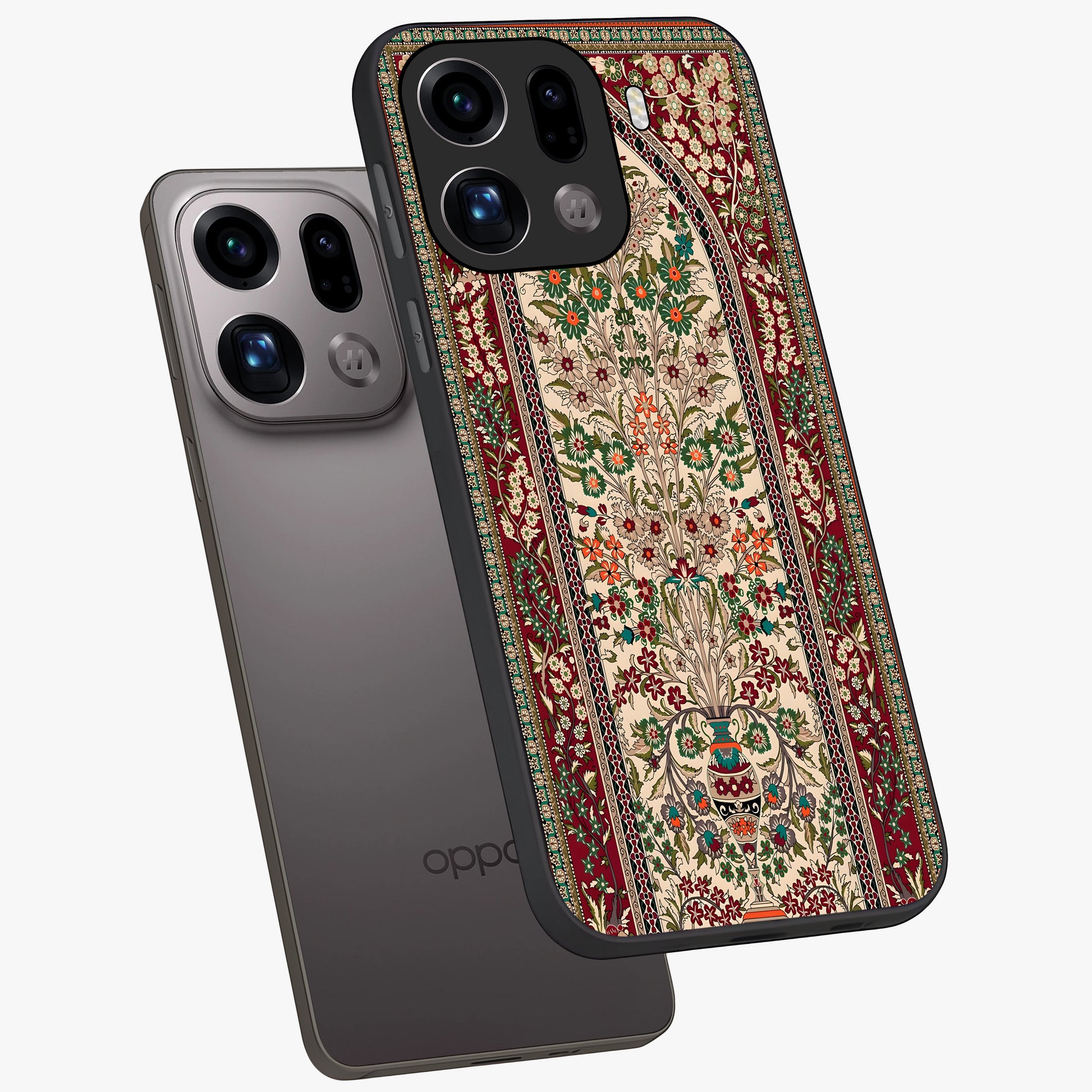 Persian Inspired Glass Case displayed in angled mockup highlighting intricate traditional design with elegant cultural aesthetic.