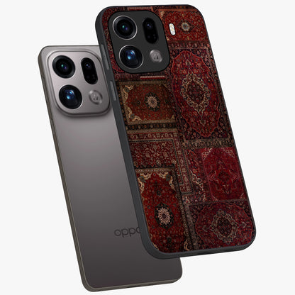 Persian Velvet Tale Glass Case displayed in angled mockup highlighting ornate textile inspired design with royal aesthetic.