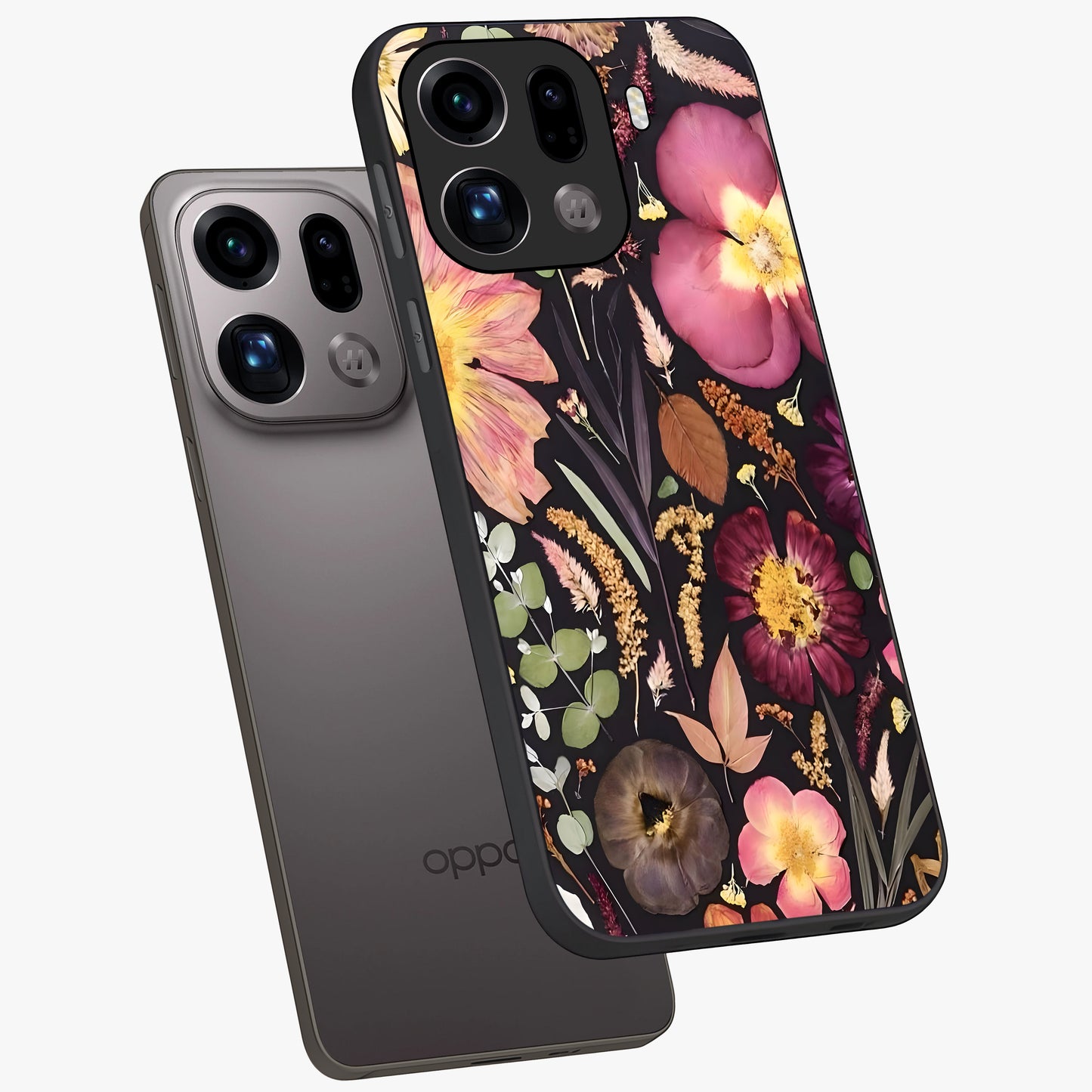 Petal Dream Tapestry Glass Case displayed in angled mockup highlighting decorative petal pattern with elegant botanical aesthetic.