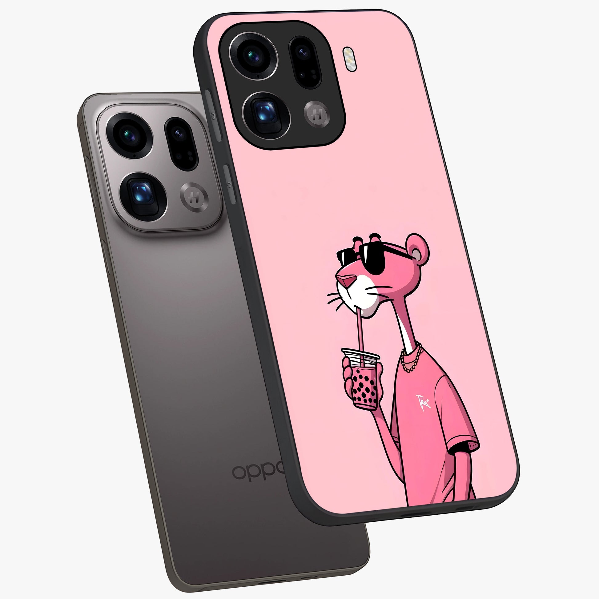 Pink Panther Glass Case displayed in angled mockup highlighting playful cartoon character design with vibrant pink aesthetic.