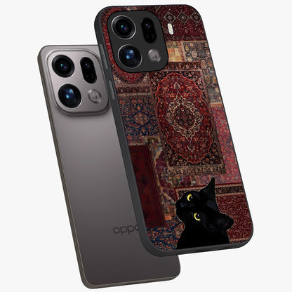 Regal Magic Cat Apple Glass Case displayed in angled mockup highlighting whimsical feline design with fantasy aesthetic.