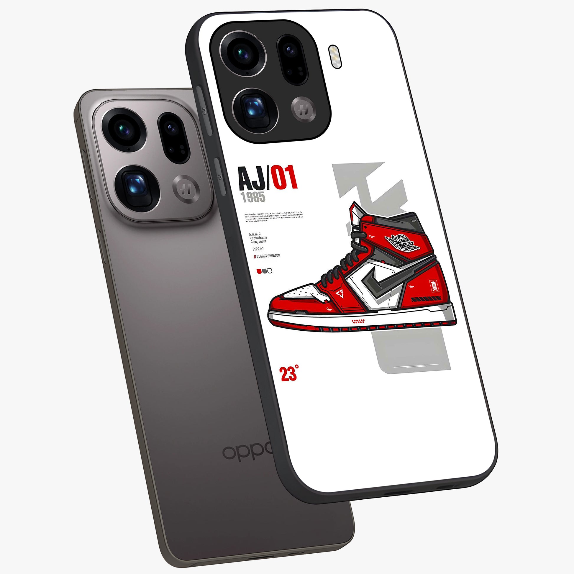 Retro Sneaker Blueprint Glass Case displayed in angled mockup highlighting detailed shoe design with sporty retro aesthetic.