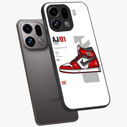 Retro Sneaker Blueprint Glass Case displayed in angled mockup highlighting detailed shoe design with sporty retro aesthetic.