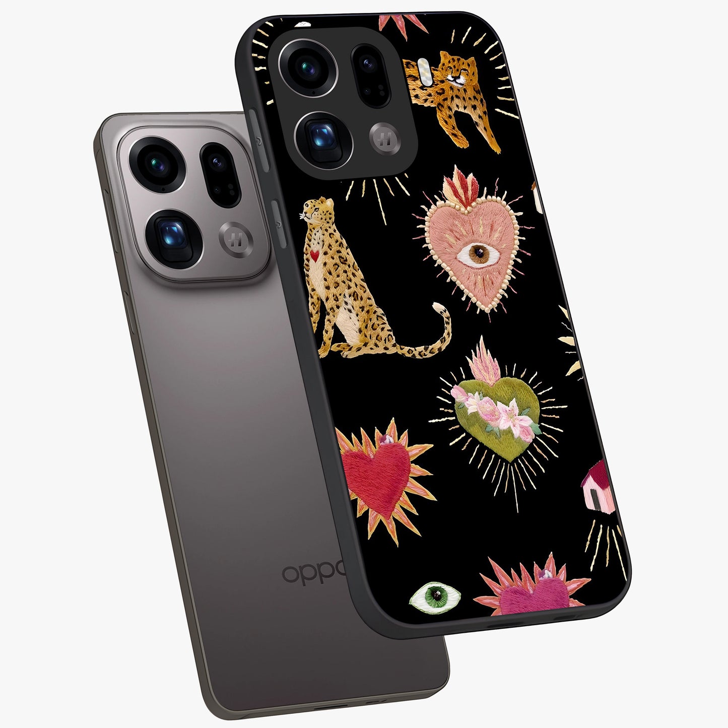 Sacred Jungle Heart Glass Case displayed in angled mockup highlighting lush tropical design with natural aesthetic style.