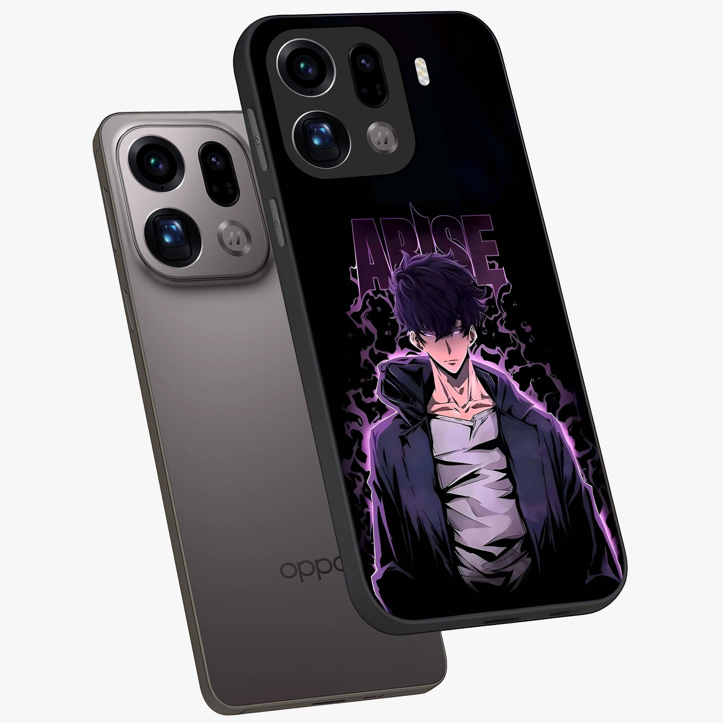 Shadow Monarch Awakening Glass Case displayed in angled mockup highlighting dramatic shadow warrior design with fantasy aesthetic.