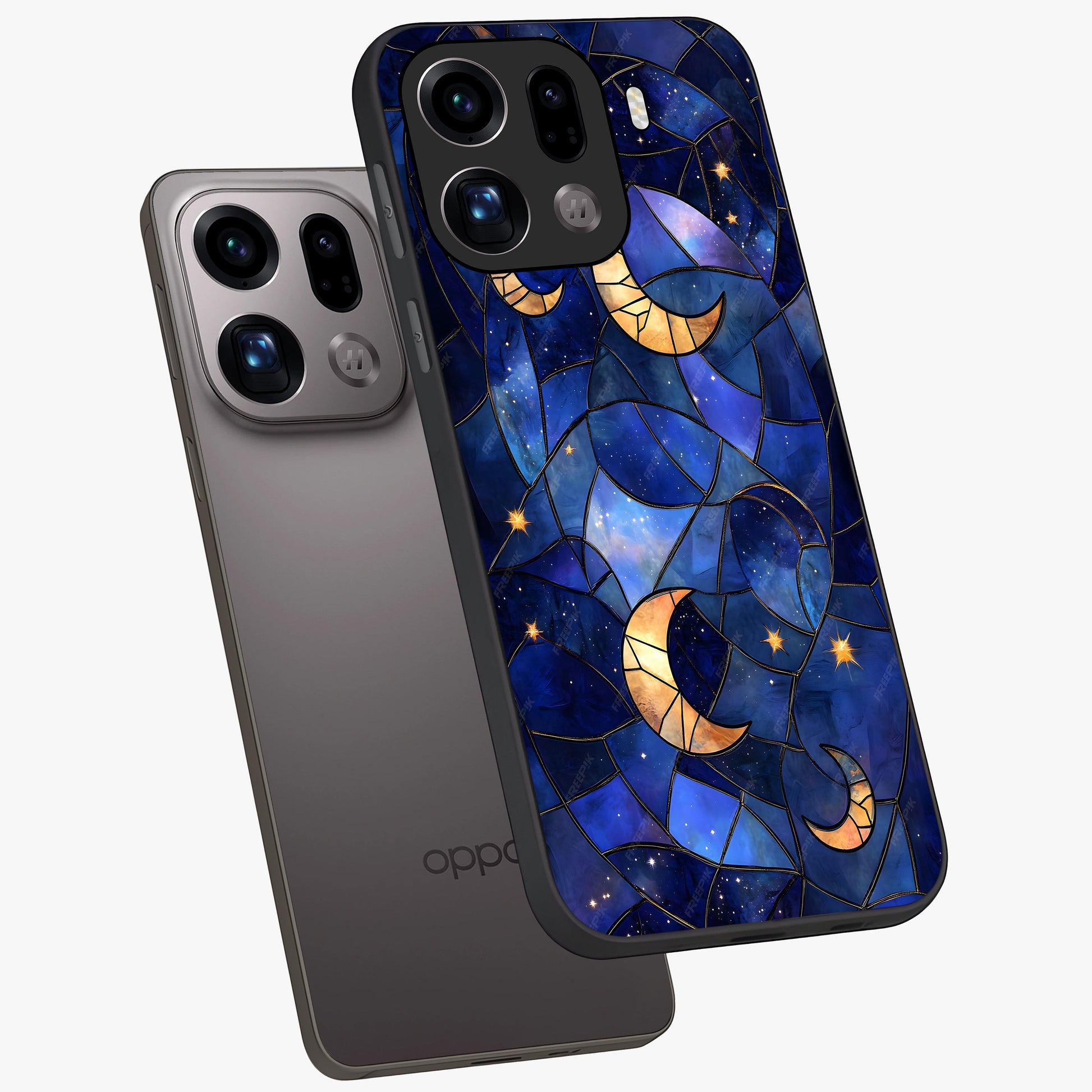 Starlit Sky Tapestry Glass Case displayed in angled mockup highlighting celestial night pattern with artistic aesthetic style.