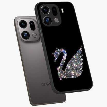 Starlit Swan Grace Glass Case displayed in angled mockup highlighting elegant swan illustration with dreamy celestial aesthetic.