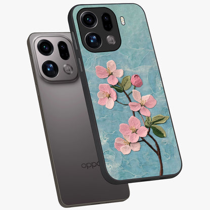 Threaded Blossom Breeze Glass Case displayed in angled mockup highlighting elegant floral design with soft aesthetic style.