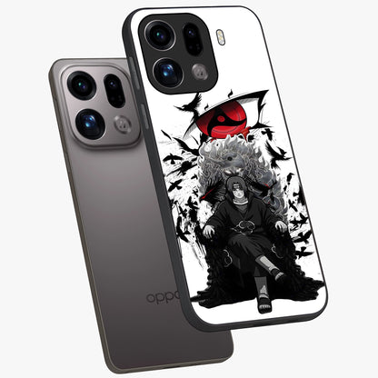 Uchiha Shadow Throne Glass Case displayed in angled mockup highlighting glowing aquatic design with celestial aesthetic.